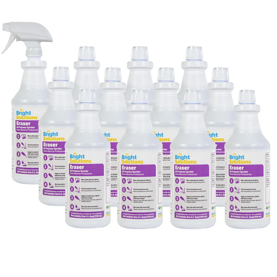 Bright Solutions® 'Eraser' All Purpose Spotter (32 oz Spray Bottles) - Case of 12