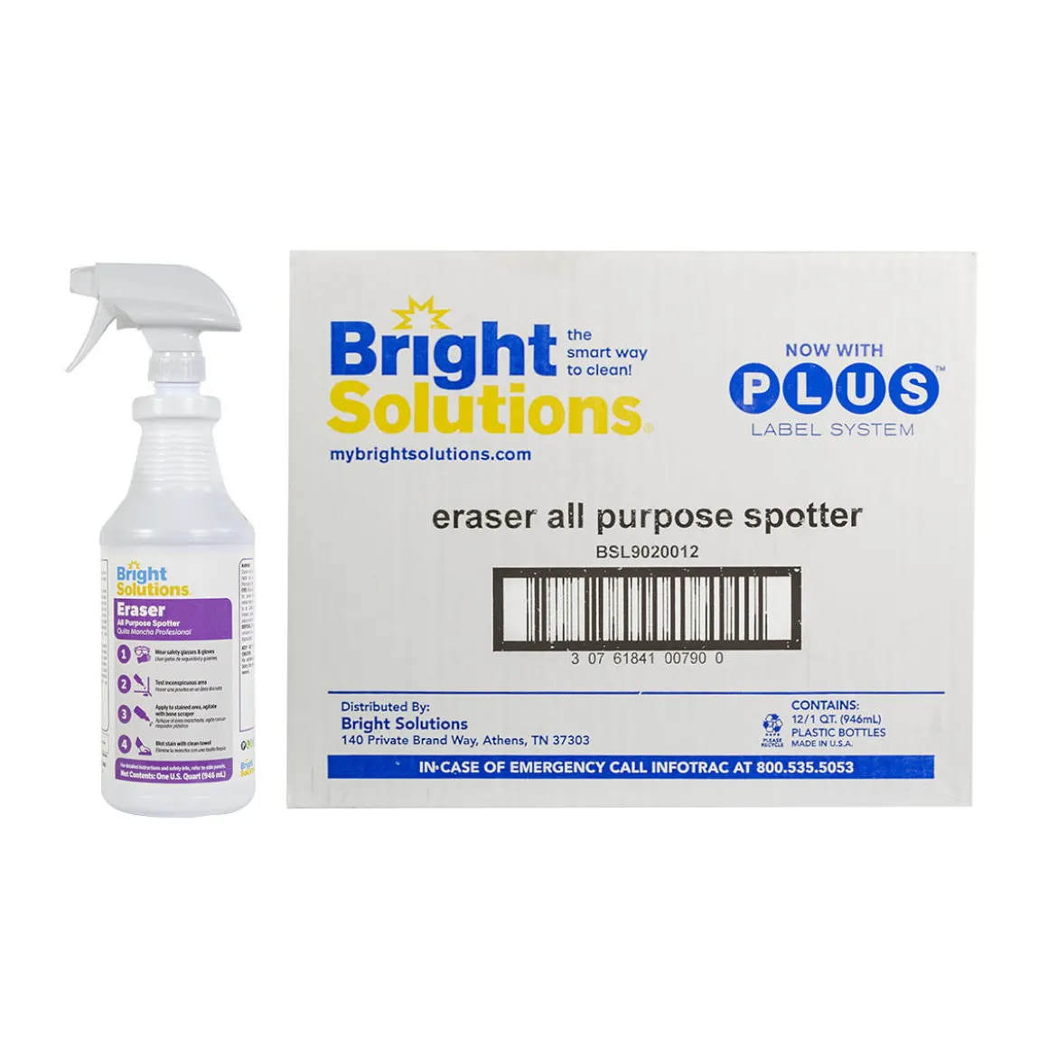 Bright Solutions® 'Eraser' All Purpose Spotter (32 oz Spray Bottles) - Case of 12