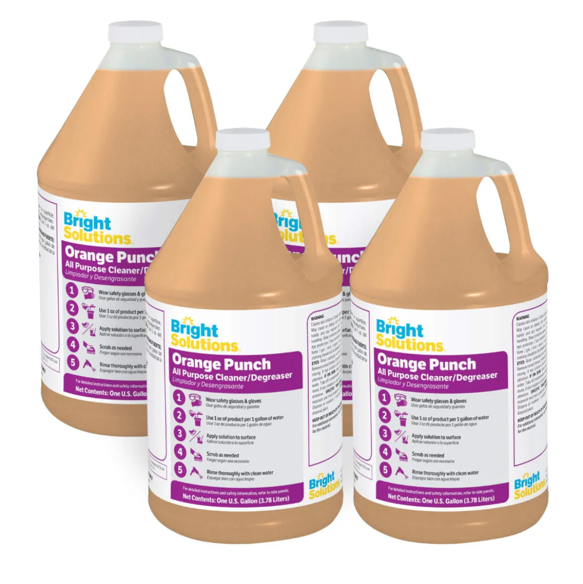 Bright Solutions® Orange Punch Degreaser All Purpose Cleaner (1 Gallon Bottles) - Case of 4