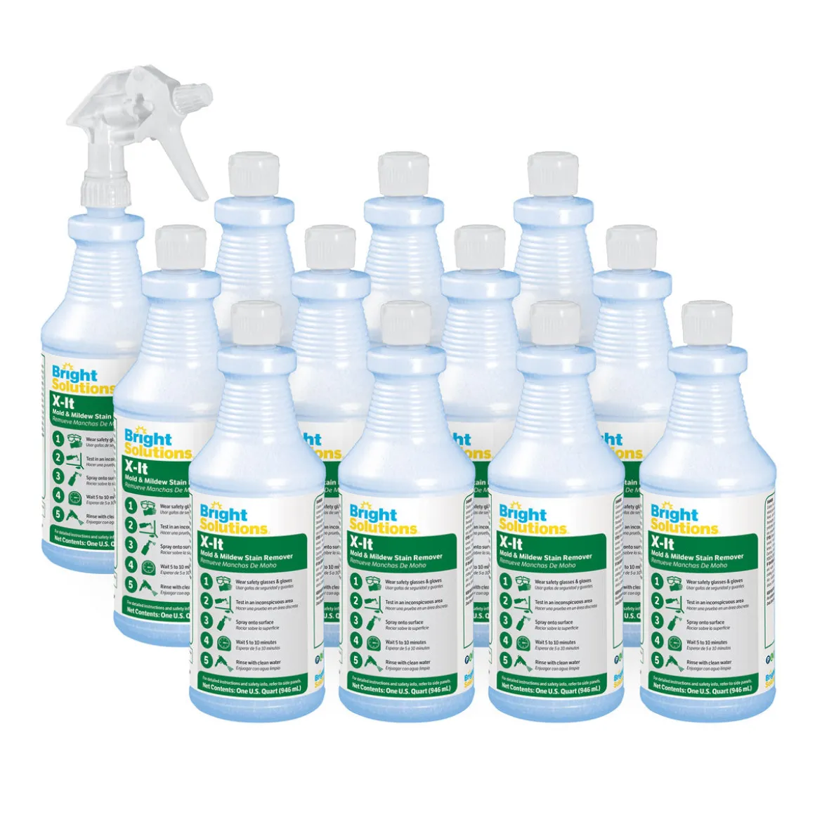 Bright Solutions 'X-It' Mold & Mildew Stain Remover (32 oz Spray Bottles) - Case of 12