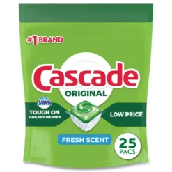 Cascade® Original Fresh Scent Dish Washer ActionPacs (25 Pods per Pouch) - Case of 5 Pouches