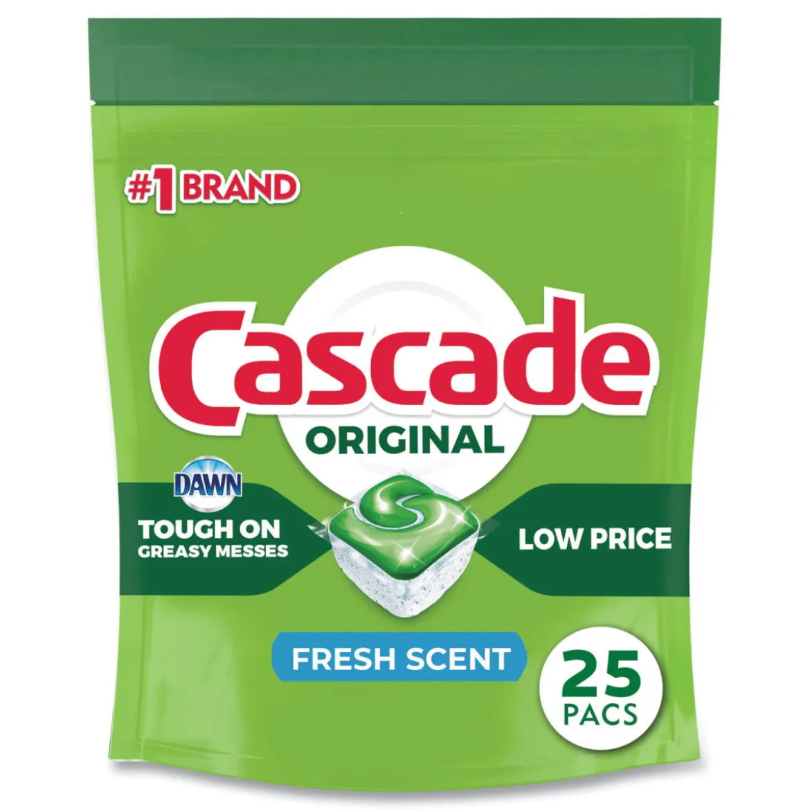 Cascade® Original Fresh Scent Dish Washer ActionPacs (25 Pods per Pouch) - Case of 5 Pouches