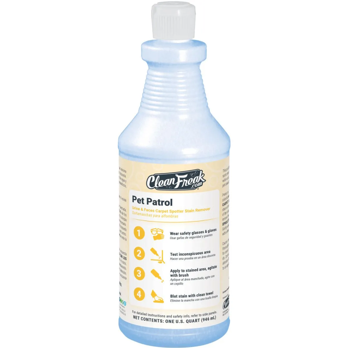 CleanFreak® 'Pet Patrol' Urine & Feces Carpet Spotter Stain Remover (32 oz Flip Top Bottles) - Case of 6