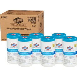 Clorox Healthcare® Unscented Bleach Germicidal Disinfecting Wipes (6.75" x 9" | 70 Wipe Canisters) - Case of 6