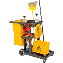 Impact® 3-Shelf Janitorial & Cleaning Cart w/ 25 Gallon Vinyl Bag