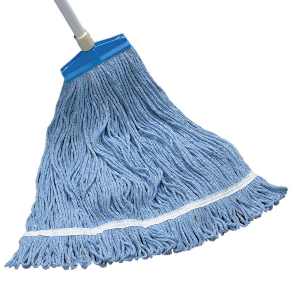Kelsan Blue Cotton & Rayon Daily Floor Scrubbing Mop w/ Threaded Head (Size: Medium | Looped Ends)
