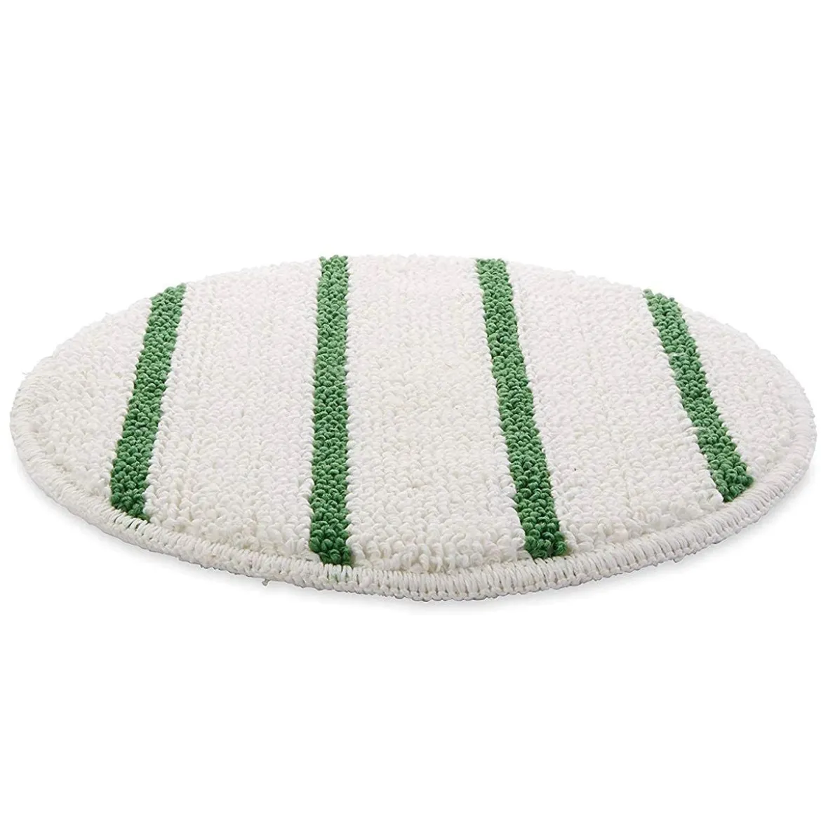 Kelsan 17" White Carpet Scrubbing Bonnet w/ Green Agitation Stripes