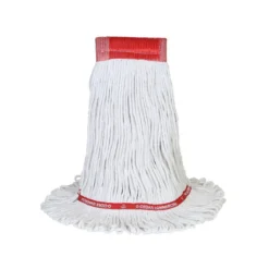 MaxiClean® Cotton & Synthetic Blend White Wet Mop w/ 5" Wide Band (Size: Large | Looped Ends) - Case of 12
