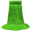 MaxiClean® Cotton & Synthetic Blend Green Wet Mops w/ 5" Wide Band (Size: Medium | Looped Ends) - Case of 12