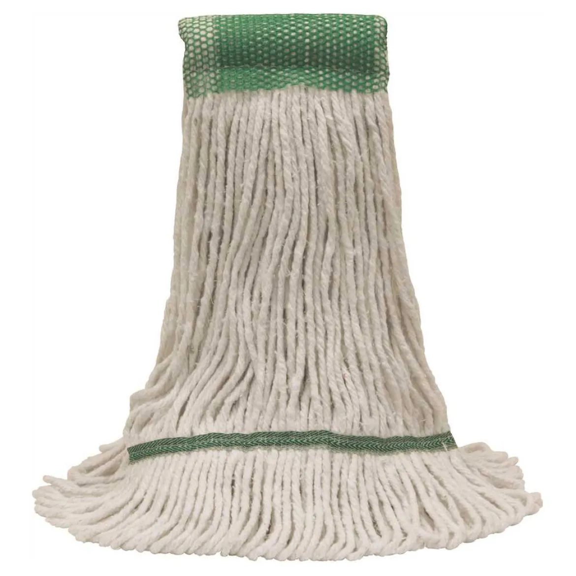 MaxiClean® Cotton & Synthetic Blend White Wet Mops w/ 5" Wide Band (Size: Medium | Looped Ends) - Case of 12