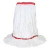 MaxiRough® Rayon & Polyester White Lint Free Absorbent Mops w/ 1.25" Narrow Band (Size: Large | Looped Ends) - Case of 12