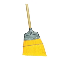 Milwaukee Dustless 9" Yellow Flagged Poly Corn Broom w/ a Wood Handle (Angled Trim) - Case of 12