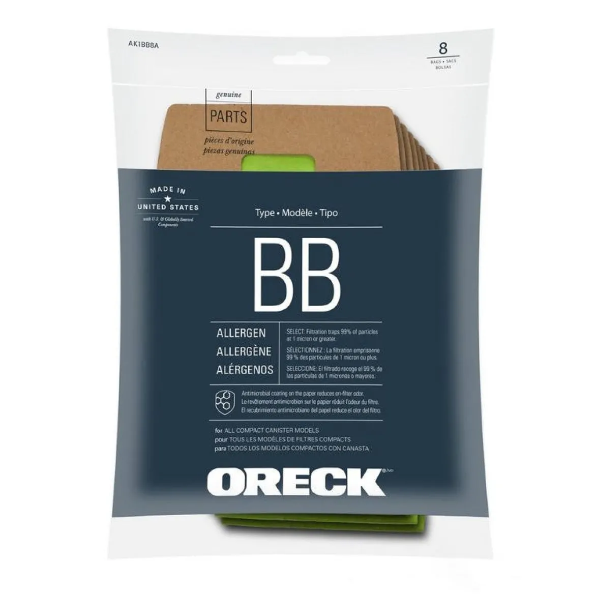 Oreck® XL Pro 5 Disposable Allergen Filtration Bags - Pack of 8
