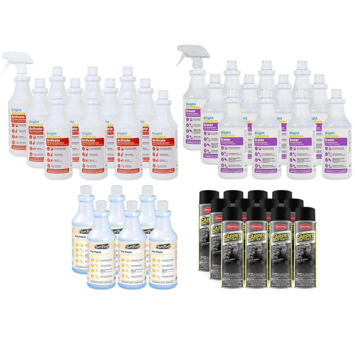 Pet & Other Specialty Stain Removal Carpet Cleaning Chemical Package (4 Different Chemicals)