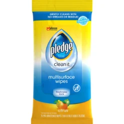 Pledge® Clean It Citrus Scent Multisurface Cleaner Wet Wipes (7" x 10" | 25 Wipe Packs) - Case of 12