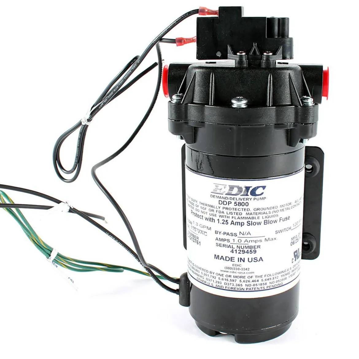 100 PSI Aquatec On-Demand Pump (#G13761) for EDIC Carpet Extractors