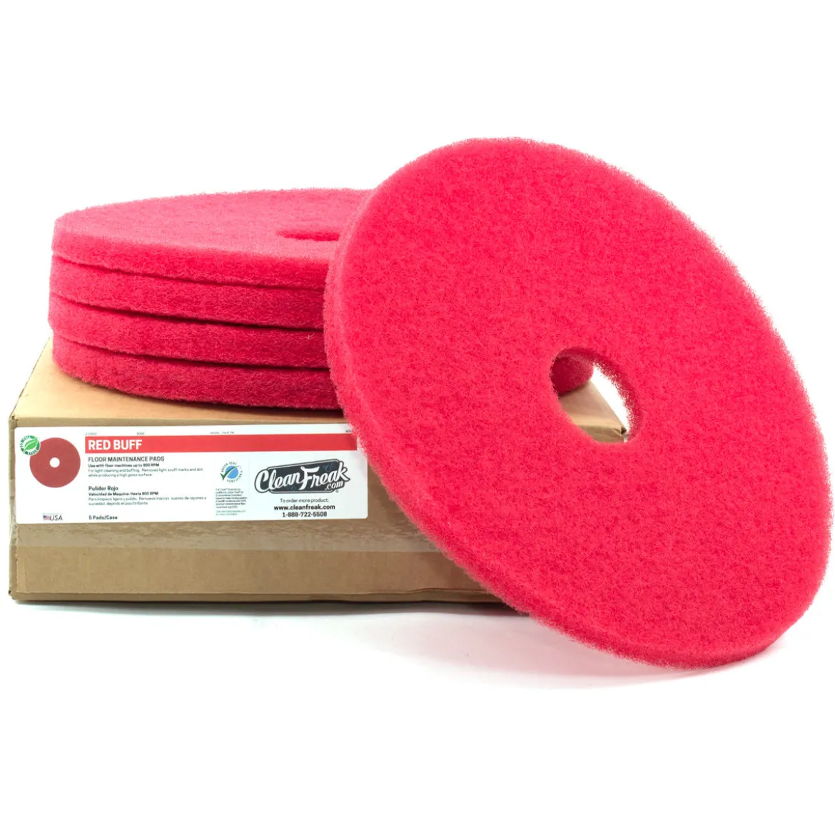 20" Red Floor Buffing & Scrubbing Pads - Case of 5