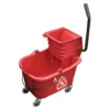 Red Hospital Bathroom Mop Bucket & Wringer Combo - 32 Quart