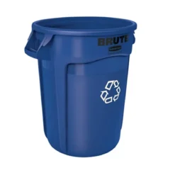 Rubbermaid® Brute® 32 Gallon Blue Vented Round Recycling Containers - Case of 6