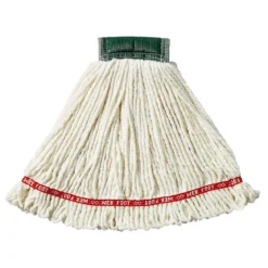 Rubbermaid® Web Foot® Cotton & Synthetic Blend Shrinkless® White Wet Mop w/ 5" Headband (Size: Medium | Looped Ends) - Case of 6