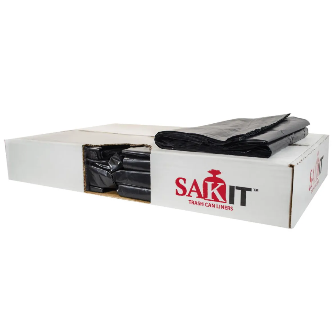 Sak-It™ 12 - 16 Gallon Black Low Density Flat Pack Garbage Bags (24" x 32" | 1.1 Mil) - Case of 500