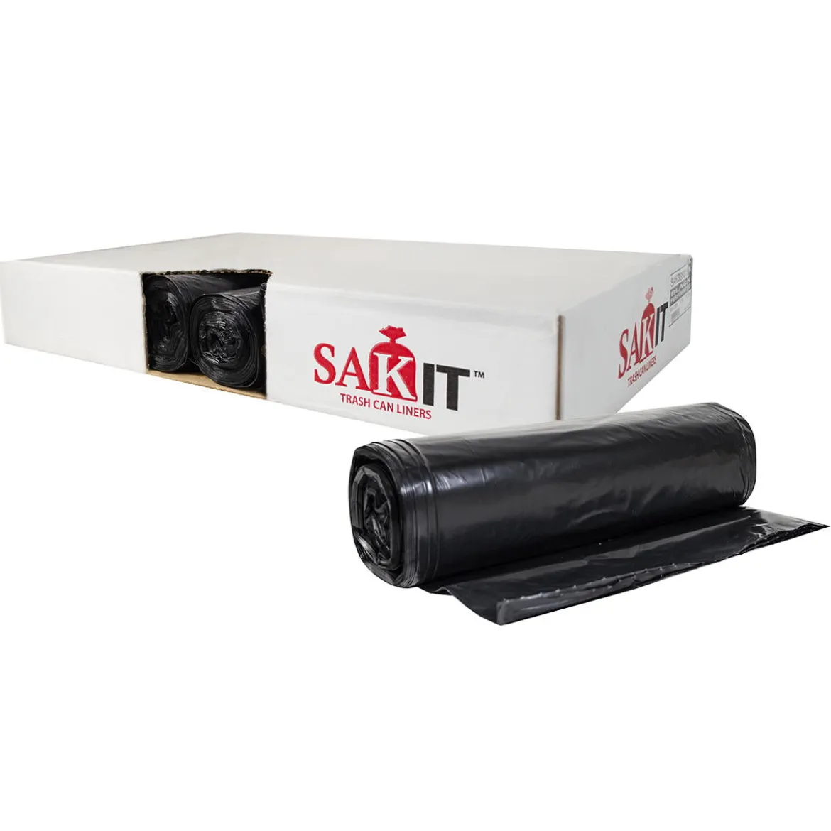 Sak-It™ 60 Gallon Black Low Density Coreless Trash Can Liners (38" x 58" | 1.5 Mil) - Case of 100