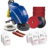 Trusted Clean 'Dura 18HD' Electric Walk Behind Floor Scrubber Package w/ Pads, Chemicals & Accessories