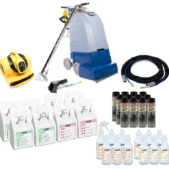 Trusted Clean Self-Contained Carpet Scrubbing Extractor Package w/ Chemicals & Tools