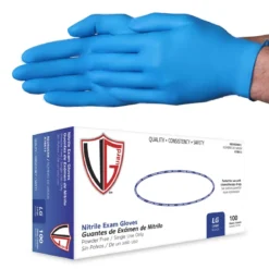 Vguard® 4.0 Mil Blue Powder-Free Nitrile Chemo Exam Gloves (M - XL Sizes Available) - Box of 100