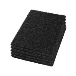 14" x 28" Black Wet Rectangular Floor Stripping Pads - Case of 5